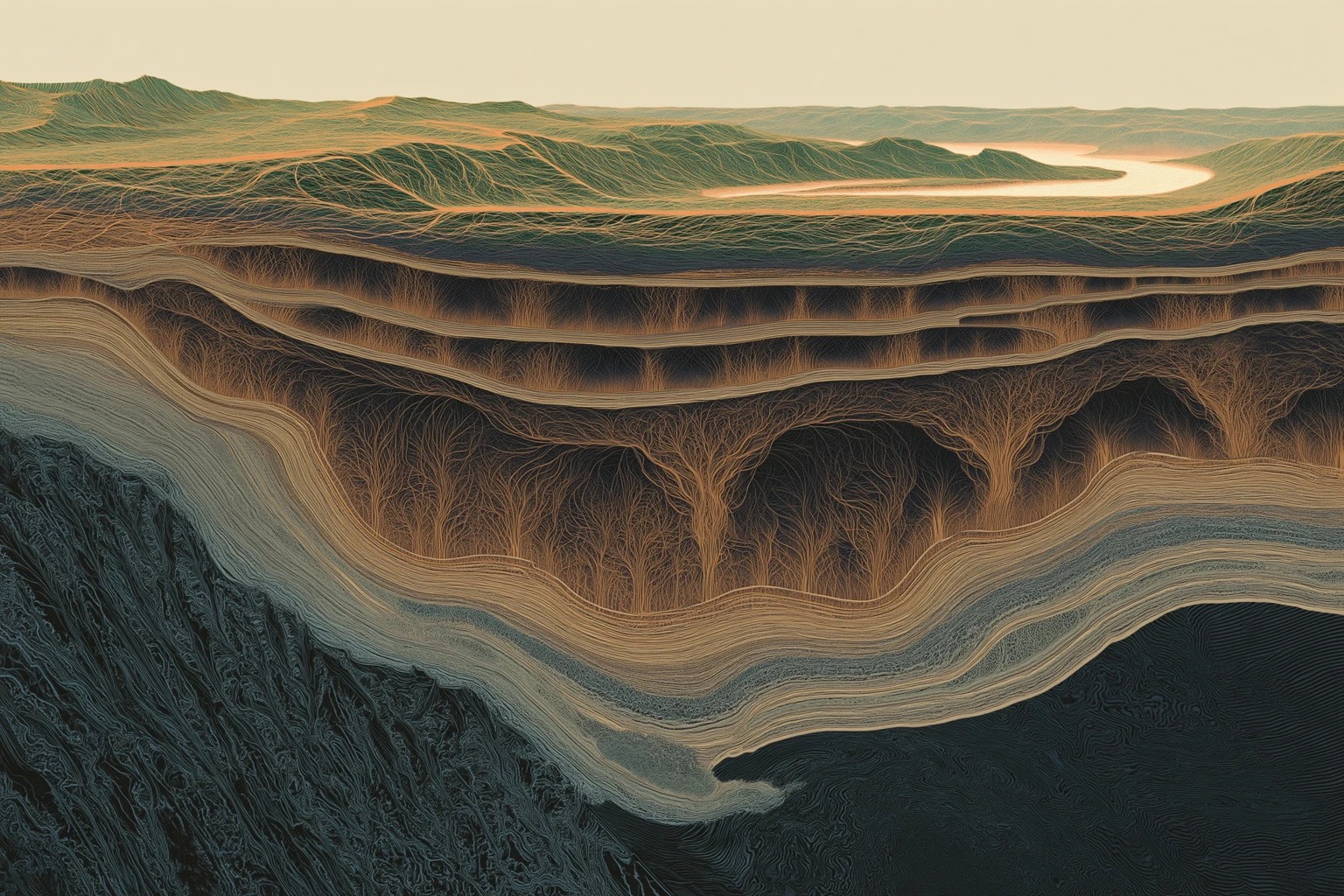 Deep-time sedimentary cross-section of the Hamilton basin