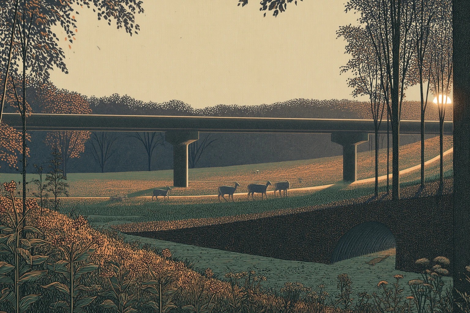 Chapter 3: Wildlife crossing beneath a MELA guideway at dawn