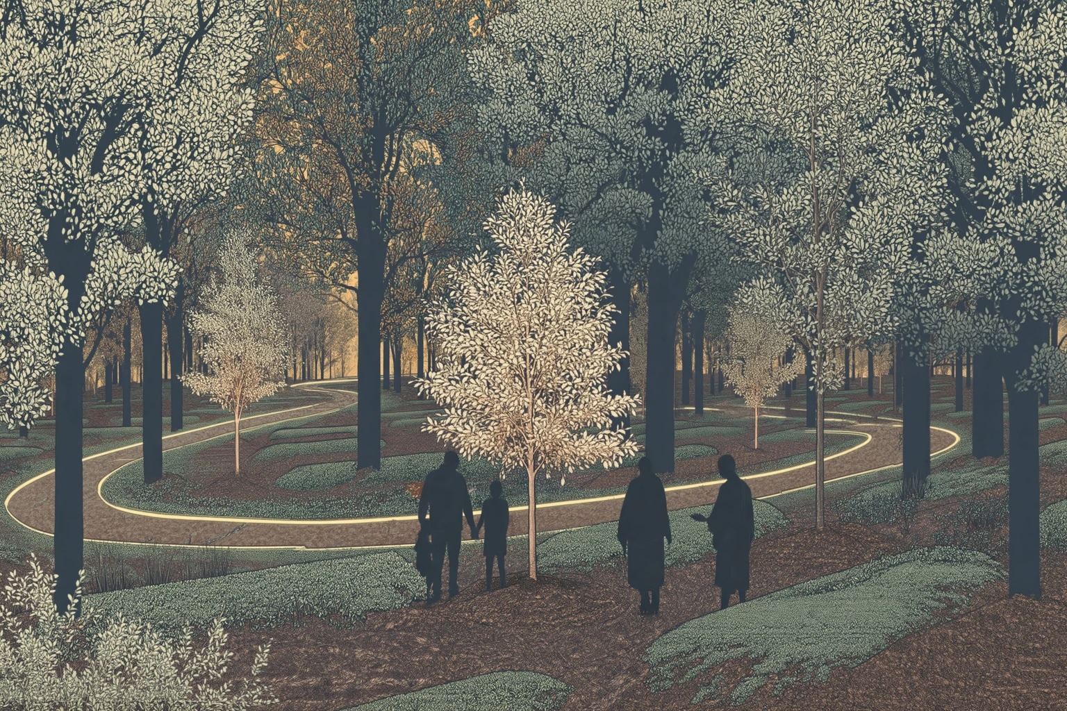 Chapter 3: Memorial Forest at dusk