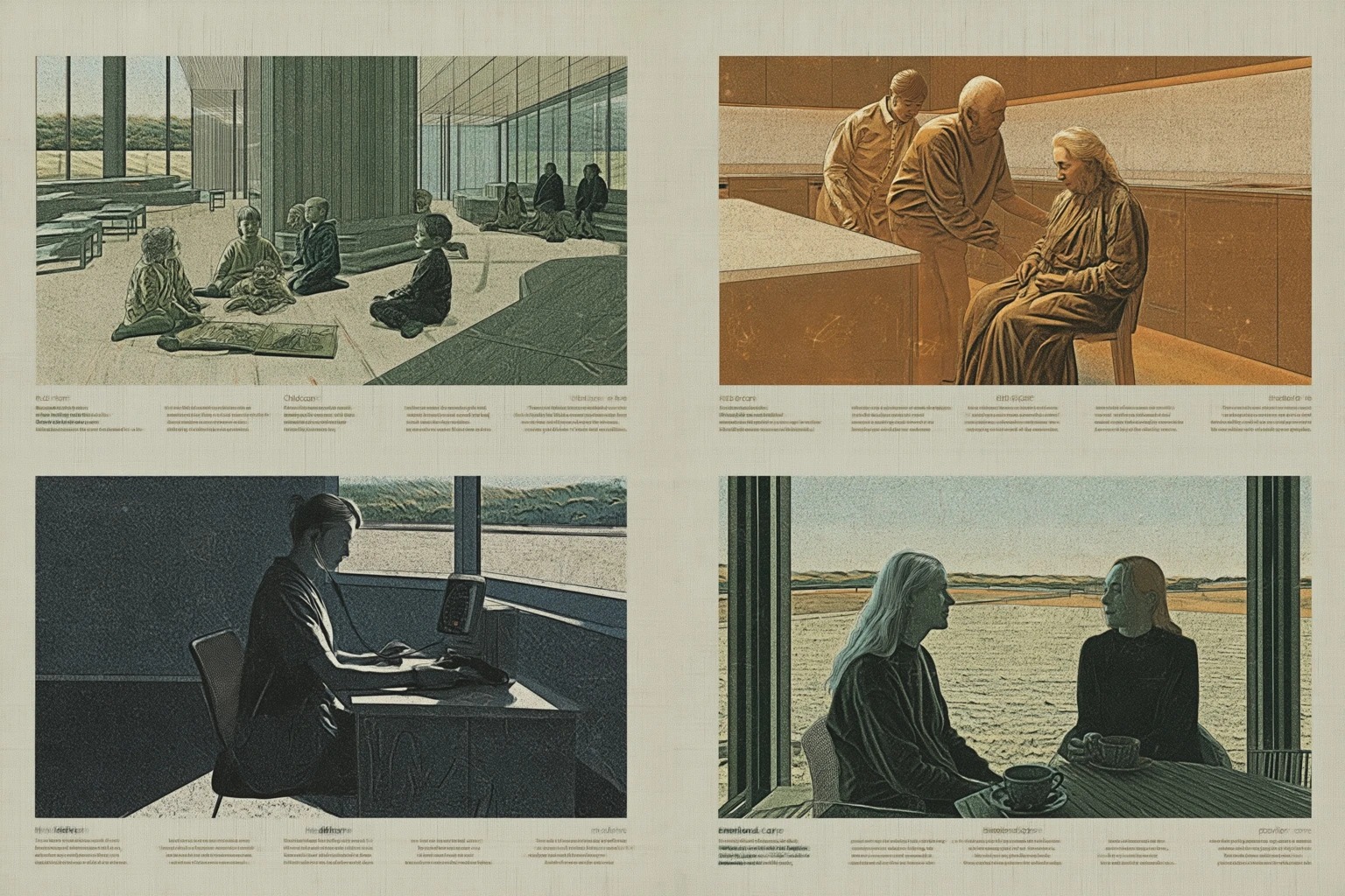 Chapter 4: Care work four panel grid