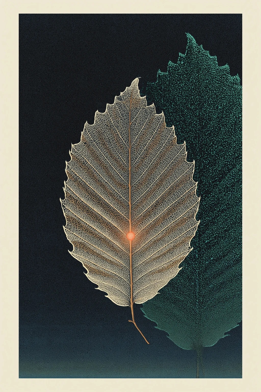 2017, American beech leaf with early Beech Leaf Disease banding