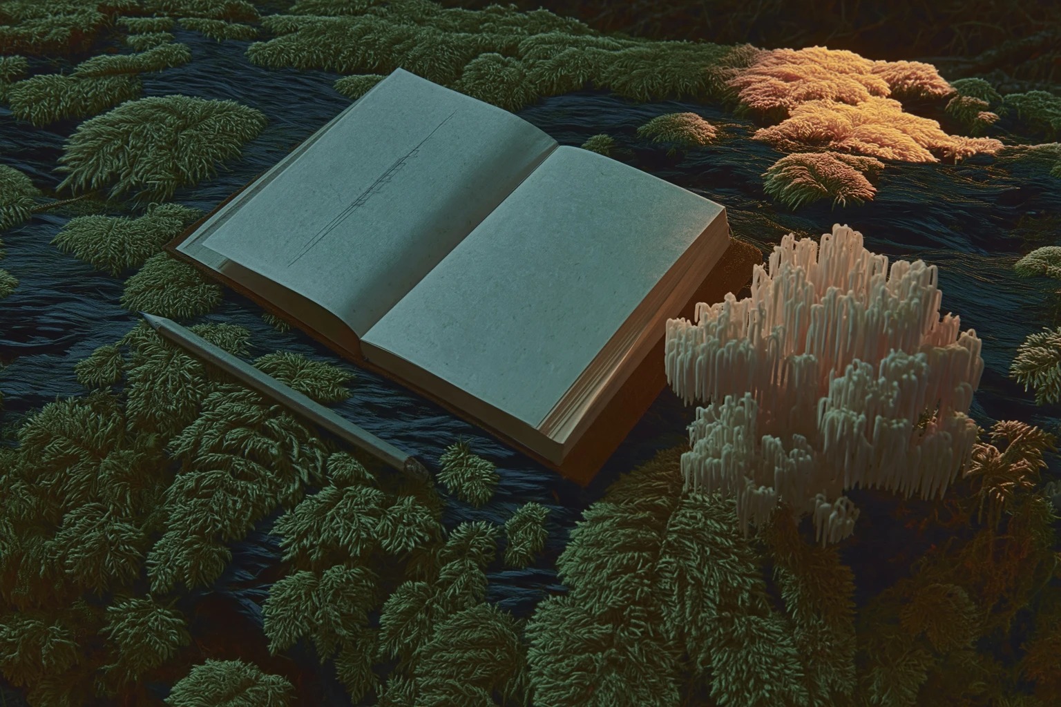 2089, Nia Crosby's field notebook with Lion's Mane cluster at Sector NM-4