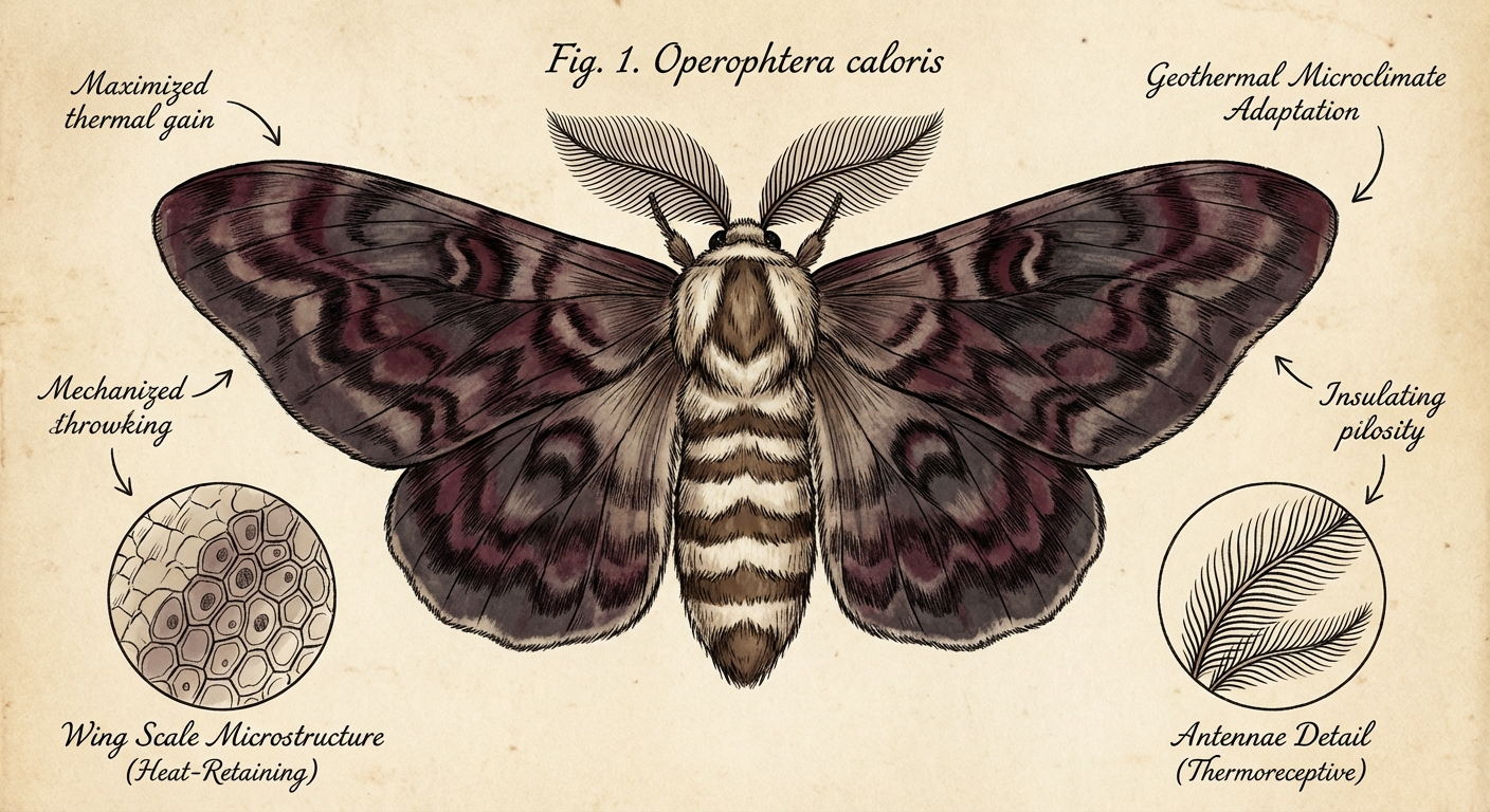 Scientific plate of Thermal Moth, Actias thermalis, luna moth descendant with heat-absorbing dark wings