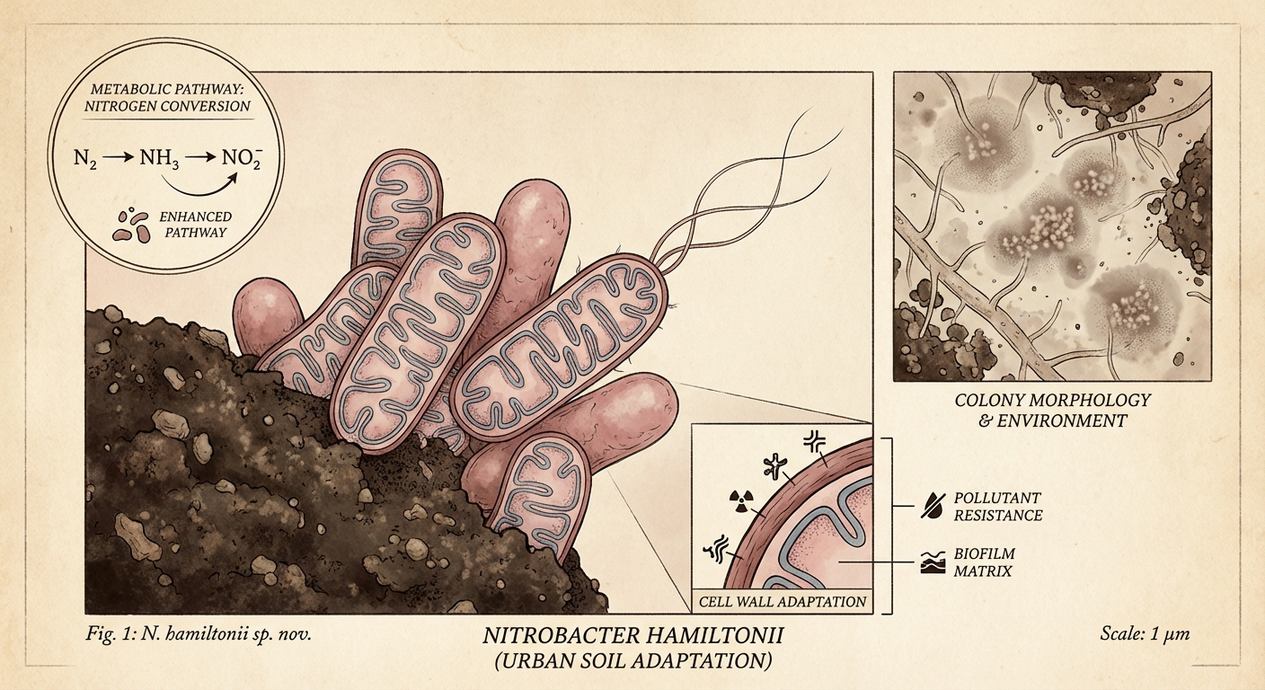 Scientific plate of Nitrobacter Hamiltonii, Nitrobacter hamiltonii, nitrogen-fixing bacterium at crop root